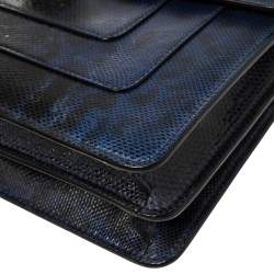 Pre Owned Bvlgari Blue Karung Medium Serpenti Forever Flap Shoulder Bag