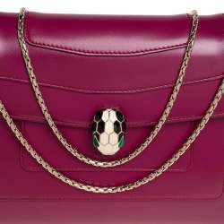 مملوكة مسبقًا Bvlgari Purple Leather Medium Serpenti Forever Flap Shoulder Bag