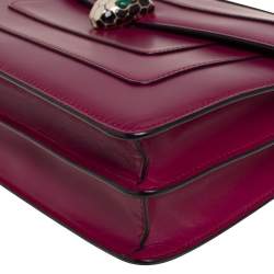 مملوكة مسبقًا Bvlgari Purple Leather Medium Serpenti Forever Flap Shoulder Bag