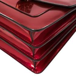Bvlgari Red Metallic Leather Serpenti Forever Flap Top Handle Bag