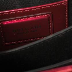 Bvlgari Red Metallic Leather Serpenti Forever Flap Top Handle Bag