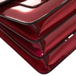 Bvlgari Red Metallic Leather Serpenti Forever Flap Top Handle Bag