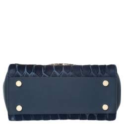 مملوكة مسبقًا Bvlgari Blue Leather and Calf Hair Serpenti Scaglie Tote