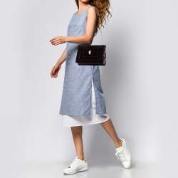 Pre Owned حقيبة كتف بلغاري سيربينتي  فوريفر متوسطة جلد خضراء