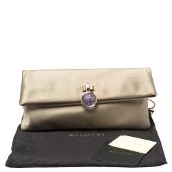 Bvlgari Grey Satin Monete Clutch