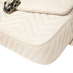Pre Owned Bvlgari White Quilted Leather Serpenti Forever Belt Bag