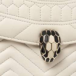 Pre Owned Bvlgari White Quilted Leather Serpenti Forever Belt Bag