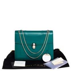 Bvlgari Green Leather Large Serpenti Forever Shoulder Bag