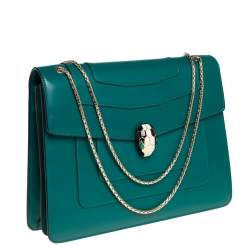 Bvlgari Green Leather Large Serpenti Forever Shoulder Bag