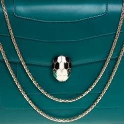 Bvlgari Green Leather Large Serpenti Forever Shoulder Bag