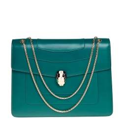 Bvlgari Green Leather Large Serpenti Forever Shoulder Bag