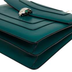 Bvlgari Green Leather Large Serpenti Forever Shoulder Bag