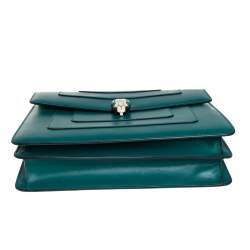 Bvlgari Green Leather Large Serpenti Forever Shoulder Bag