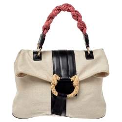 Bvlgari Multicolor Canvas And Leather Leoni Top Handle Bag
