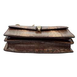 Bvlgari Beige Karung Medium Serpenti Forever Flap Shoulder Bag