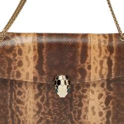 Bvlgari Beige Karung Medium Serpenti Forever Flap Shoulder Bag