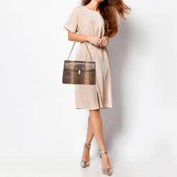 Bvlgari Beige Karung Medium Serpenti Forever Flap Shoulder Bag