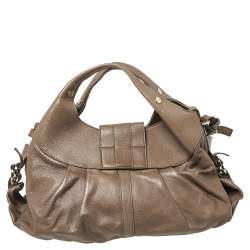 Bvlgari Dark Beige Leather Chandra Hobo