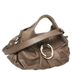 Bvlgari Dark Beige Leather Chandra Hobo