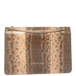 Bvlgari Beige/Brown Karung Medium Serpenti Forever Flap Shoulder Bag