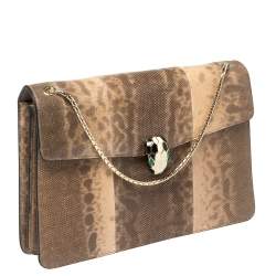 Bvlgari Beige/Brown Karung Medium Serpenti Forever Flap Shoulder Bag