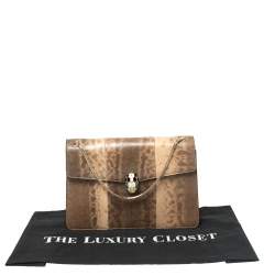 Bvlgari Beige/Brown Karung Medium Serpenti Forever Flap Shoulder Bag