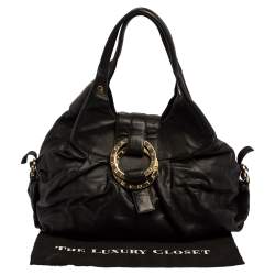 Pre Owned Bvlgari Black Leather Chandra Hobo