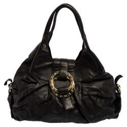 Pre Owned Bvlgari Black Leather Chandra Hobo
