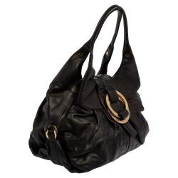 Pre Owned Bvlgari Black Leather Chandra Hobo