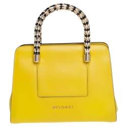 مملوكة مسبقًا Bvlgari Yellow Leather Scaglie Serpenti Satchel