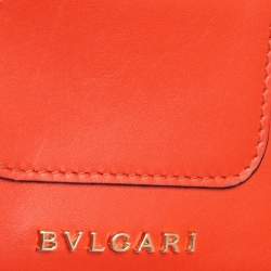 Pre Owned Bvlgari Orange Leather Serpenti Forever Card Holder