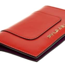 Pre Owned Bvlgari Orange Leather Serpenti Forever Card Holder