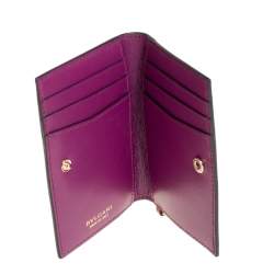 Pre Owned Bvlgari Orange Leather Serpenti Forever Card Holder