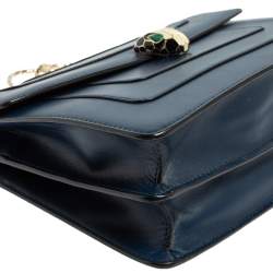 مملوكة مسبقًا حقيبة كتف بلغاري سيربنتي فوريفر جلد أزرق متوسطة