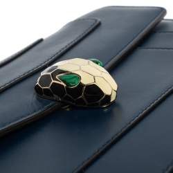 مملوكة مسبقًا حقيبة كتف بلغاري سيربنتي فوريفر جلد أزرق متوسطة