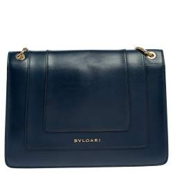 مملوكة مسبقًا حقيبة كتف بلغاري سيربنتي فوريفر جلد أزرق متوسطة