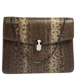 Bvlgari Grey Karung Large Serpenti Forever Shoulder Bag 