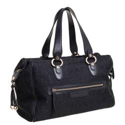 Bvlgari Black Logo Mania Canvas and Leather Boston Duffel Bag