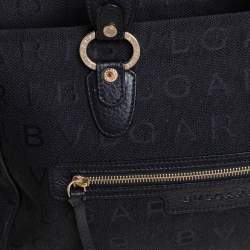 Bvlgari Black Logo Mania Canvas and Leather Boston Duffel Bag