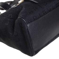 Bvlgari Black Logo Mania Canvas and Leather Boston Duffel Bag