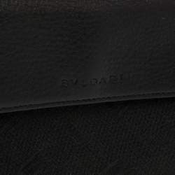 Bvlgari Black Logo Mania Canvas and Leather Flap Continental Wallet