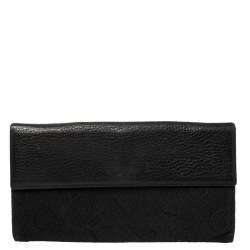 Bvlgari Black Logo Mania Canvas and Leather Flap Continental Wallet
