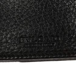 Bvlgari Black Logo Mania Canvas and Leather Flap Continental Wallet
