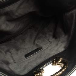 Pre Owned Bvlgari Black Leather and Python Leoni Lion Head Flap Clutch