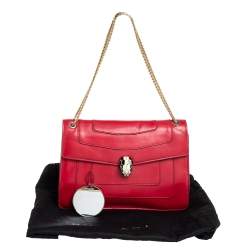 Bvlgari Red Leather Medium Serpenti Forever Shoulder Bag
