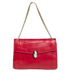 Bvlgari Red Leather Medium Serpenti Forever Shoulder Bag