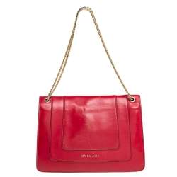 Bvlgari Red Leather Medium Serpenti Forever Shoulder Bag