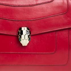 Bvlgari Red Leather Medium Serpenti Forever Shoulder Bag