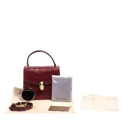 Bvlgari Burgundy Leather Serpenti Forever Top Handle Bag