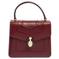 Bvlgari Burgundy Leather Serpenti Forever Top Handle Bag